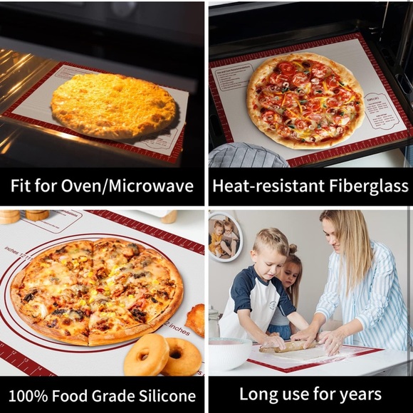 Bread Mat Silicone Non Stick Pastry Mat Oven Liner Baking Supplies Sheet Red SR4 - Picture 2 of 6